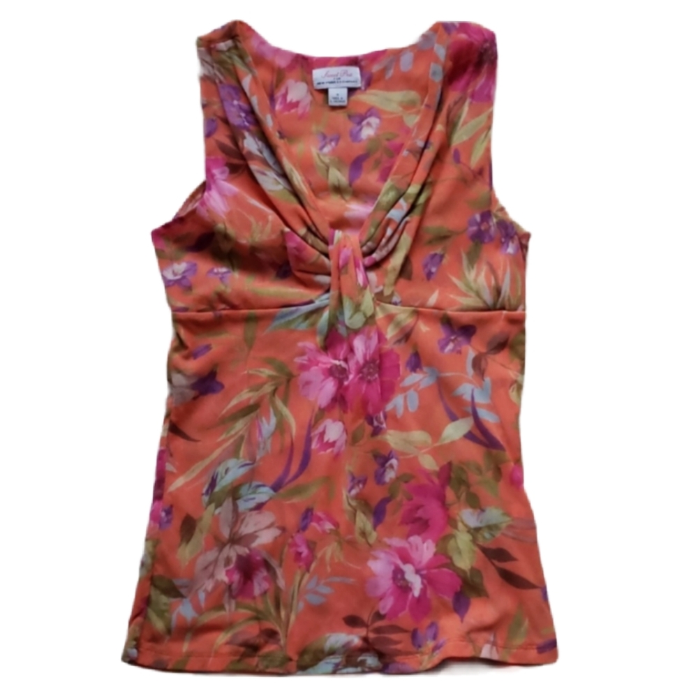 Orange floral print blouse